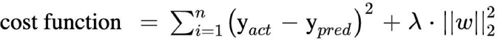 Cost function in Ridge regression or L2 regularisation