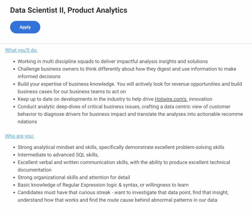 data science job description