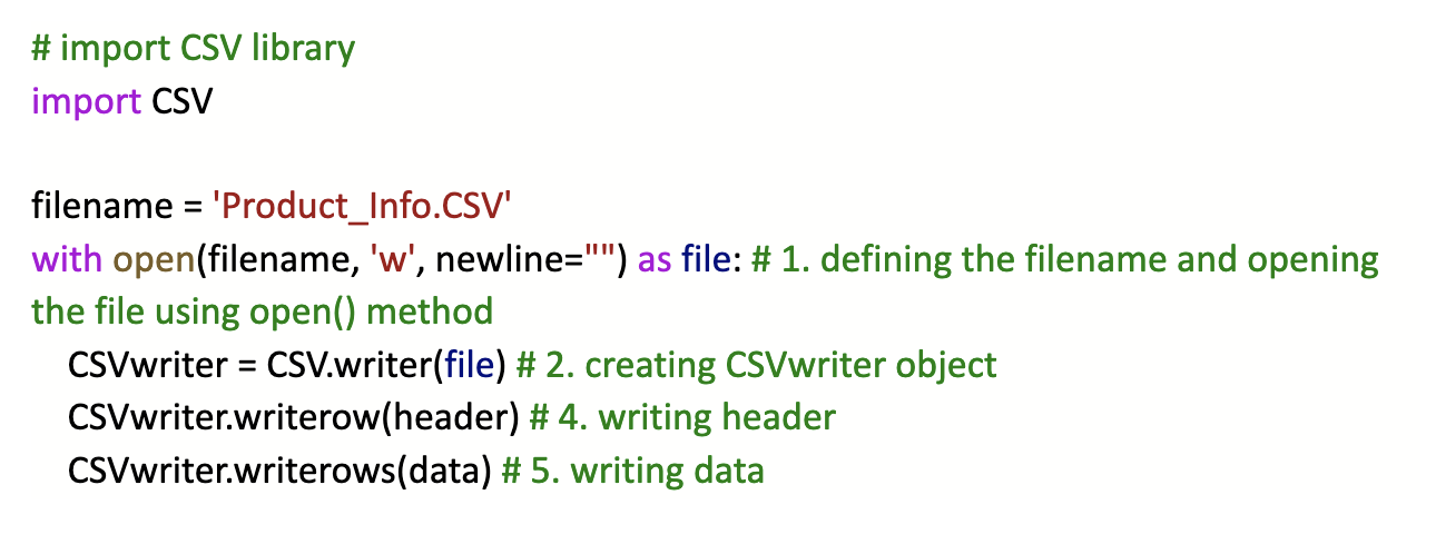 CSV.writer() method