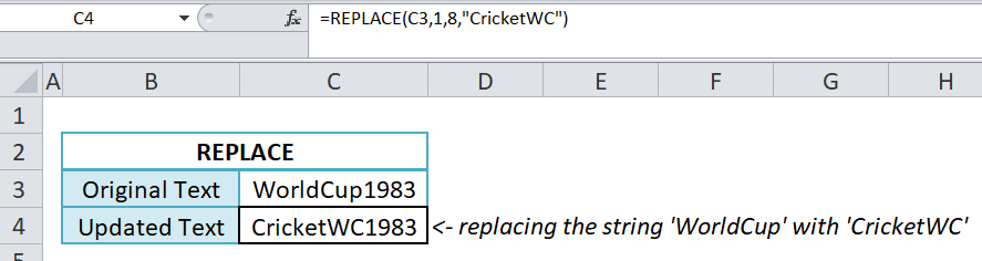 replace function excel