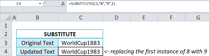 substitute function excel